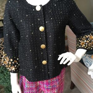 Berek tweed dressy blazer with jewels